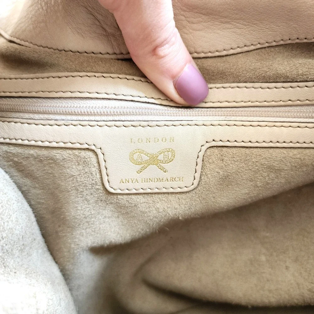 Anya Hindmarch Cooper Beige Leather Hobo Shoulder‎ Bag Luxury Designer Purse